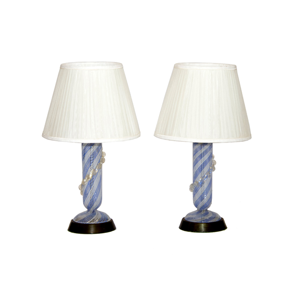 par abajour murano azul e branco
