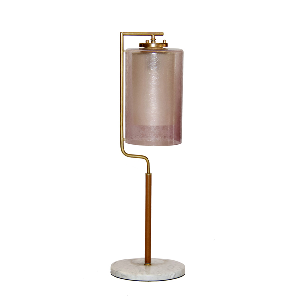 luminária latão cúpula rosê
