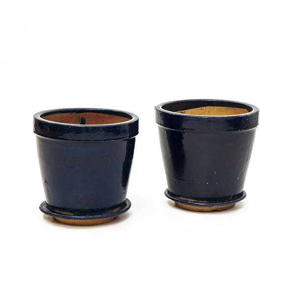 par vaso azul flores