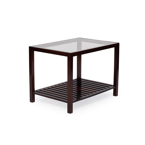 mesa auxiliar de jacarandá com tampo de vidro