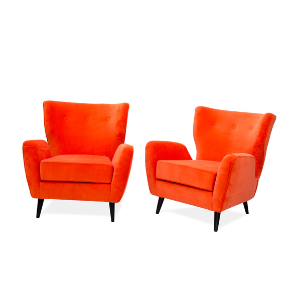 poltrona de veludo laranja