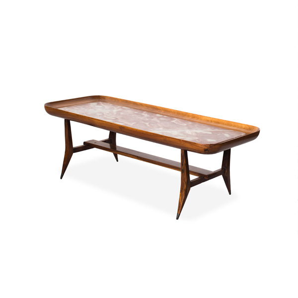 mesa de centro de caviúna com tampo de mármore