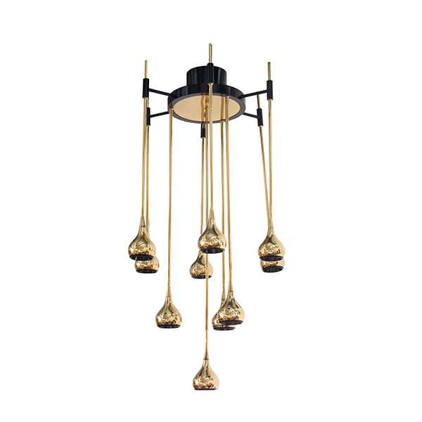 lustre dourado em formato de gotas
