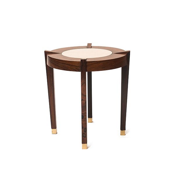 mesa auxiliar de jacarandá com tampo de mármore